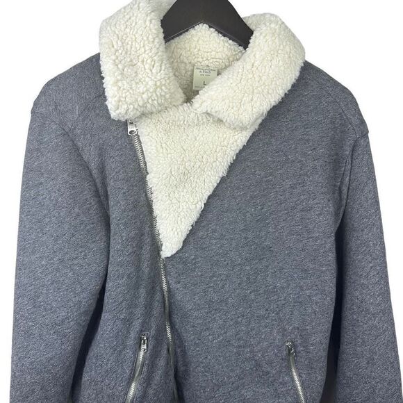 ABERCROMBIE FITCH WOMENS TRISTEN REVERSIBLE MOTO Jacket teddy coat size large - Picture 2 of 5